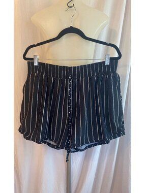 Meet.Curve Black And White Striped High Waist Swim Shorts 2XL